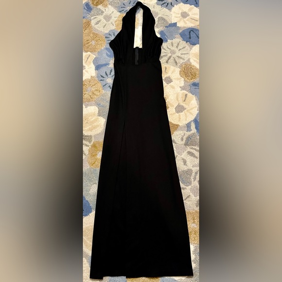 Amanda Uprichard Full Plunge, Halter Neck High Slit, Bare Back Gown B2 - Picture 7 of 11